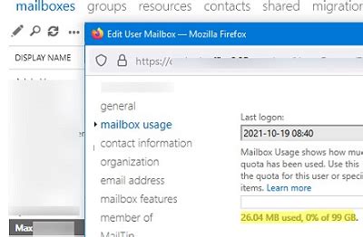 Mailbox Size and Quotas in Exchange 2019/2016 and .